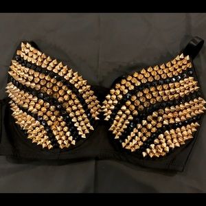 Black/Gold Spiky Bra | Size : LG